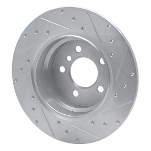 BMW X5 Brake Rotor (1) - Rear Left - R1 Concepts - Drilled & Slotted - Silver - `00-`06
